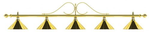 Лампа на пять плафонов «Classic» (витая золотистая штанга, золотистый плафон D35см)