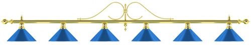 Лампа на шесть плафона "Classic Blue Light" (витая золотистая штанга, синий плафон D35см)